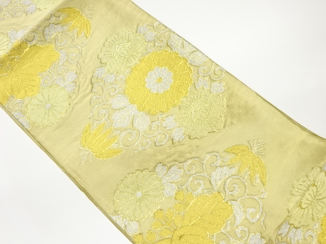 JAPANESE KIMONO / VINTAGE FUKURO OBI / WOVEN RHOMBUS & KIKU PAULOWNIA